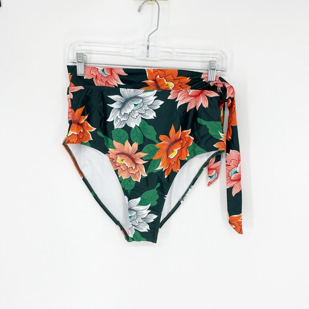 High Waisted Tropical Swim Bottom Size Large